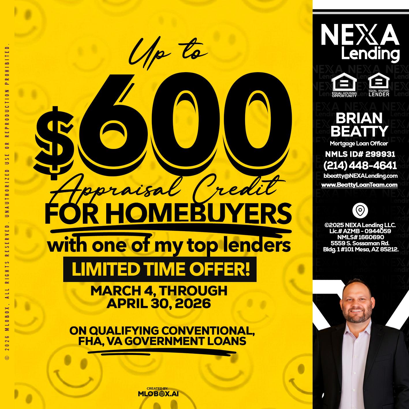 UP TO 600 - Brian Beatty -Mortgage Loan Officer