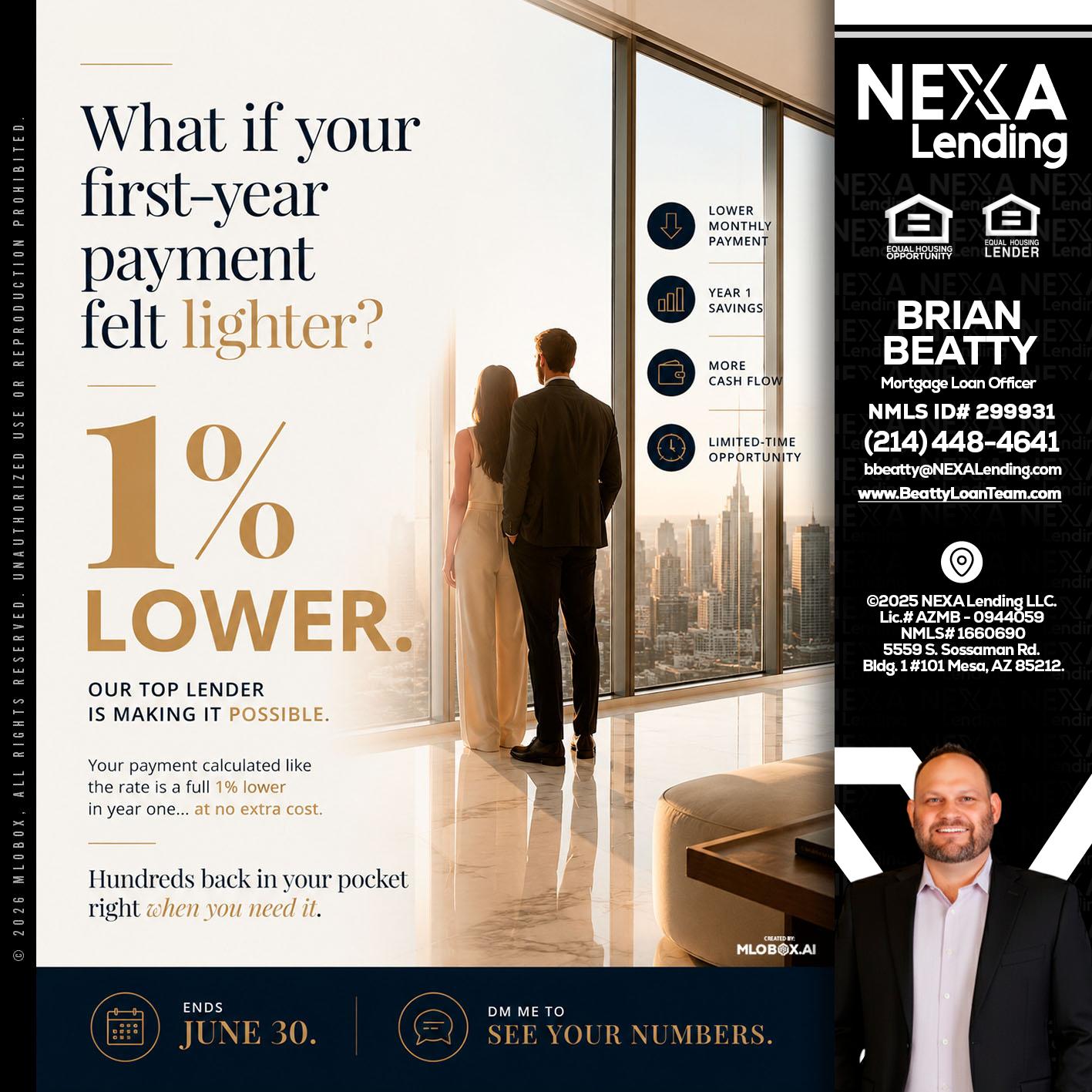 1% lower - Brian Beatty -Mortgage Loan Officer