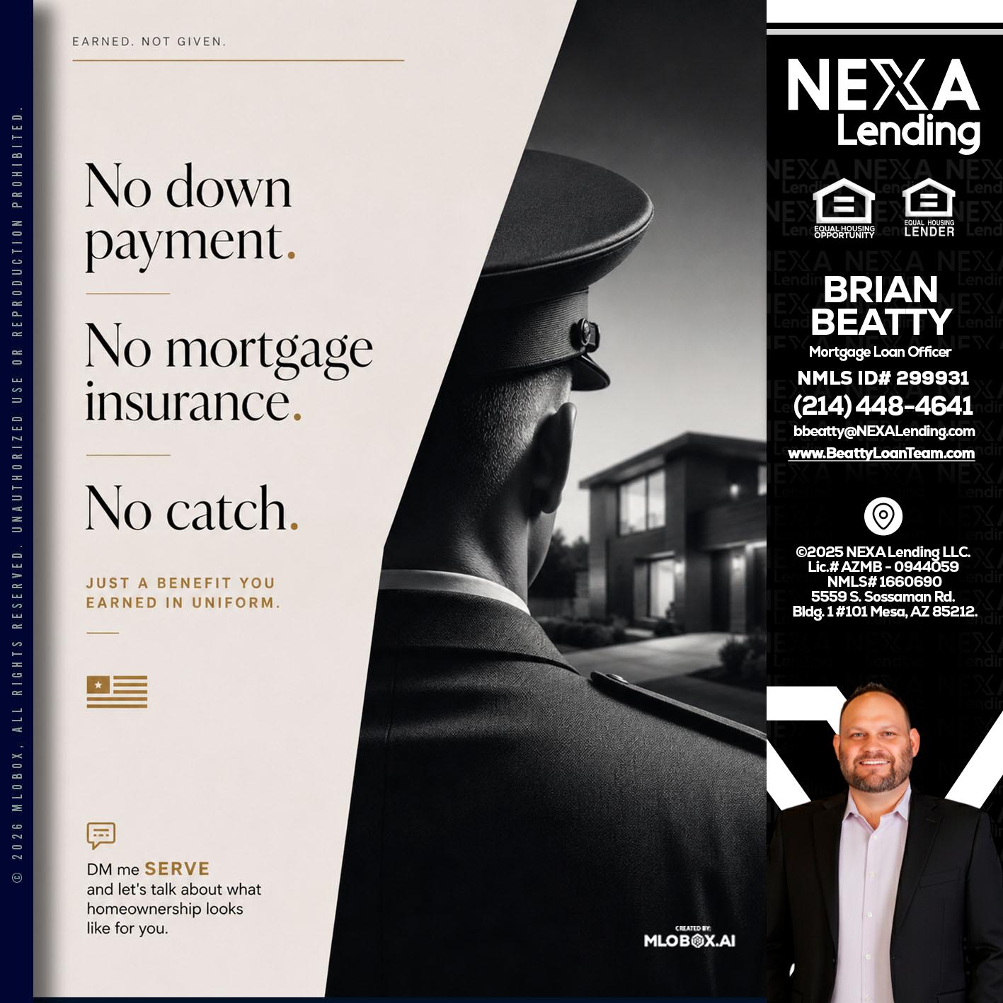 NO DOWN PAYMENT - Brian Beatty -Mortgage Loan Officer