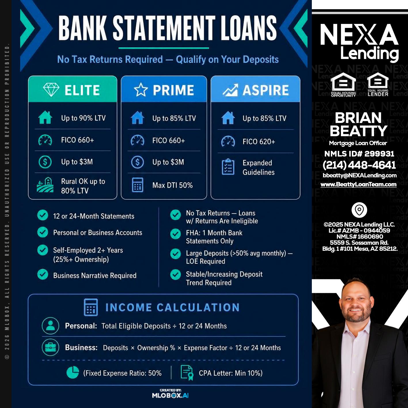 BANK STATEMENT - Brian Beatty -Mortgage Loan Officer