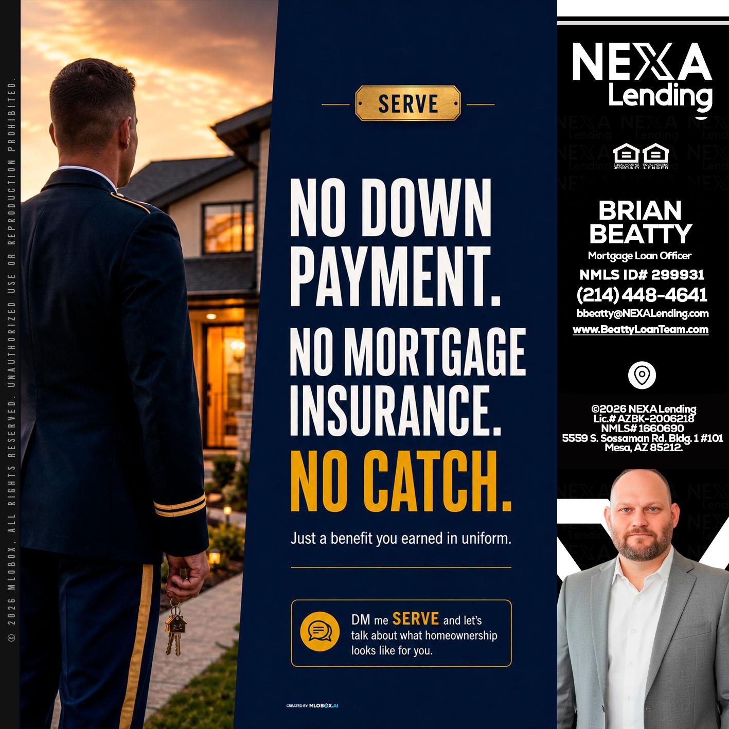 NO DOWN PAYMENT - Brian Beatty -Mortgage Loan Officer